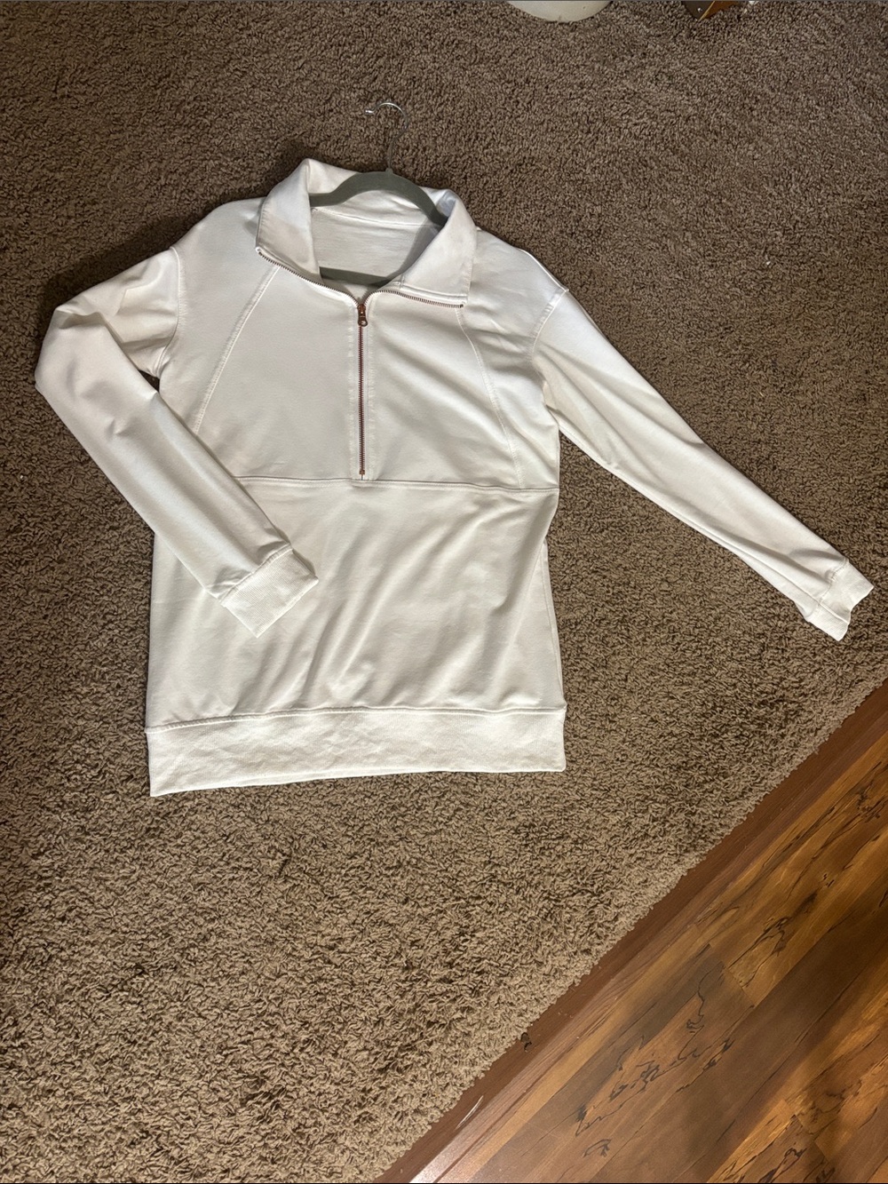 White Quarter-Zip Pullover Sweatshirt